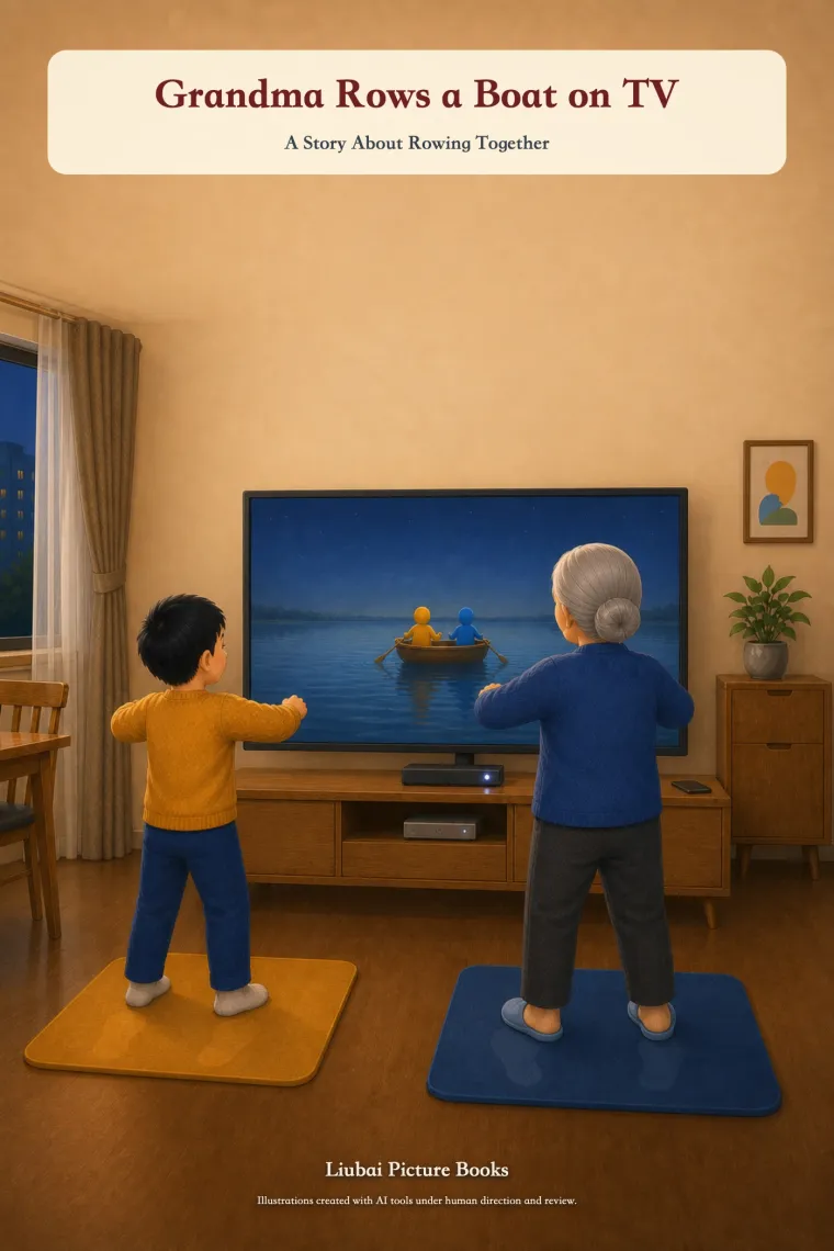 Book cover of Grandma Rows a Boat on TV (Liubai Picture Books)